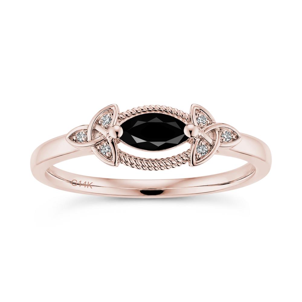East West London Blue Topaz Milgrain Celtic Knot Ring - LUO Jewelry #gemstone_Black Spinel