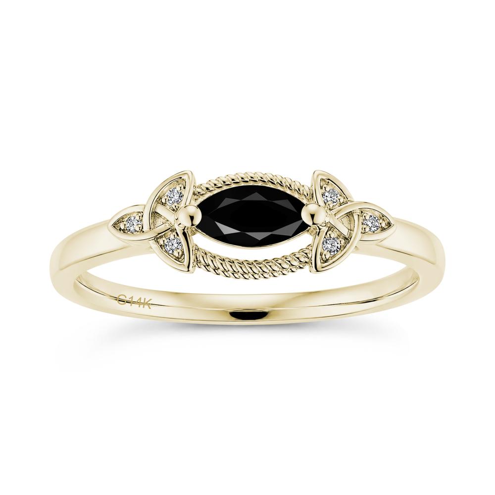 East West London Blue Topaz Milgrain Celtic Knot Ring - LUO Jewelry #gemstone_Black Spinel