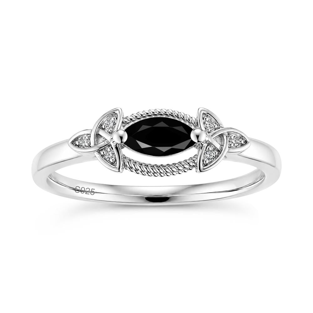 East West London Blue Topaz Milgrain Celtic Knot Ring - LUO Jewelry #gemstone_Black Spinel