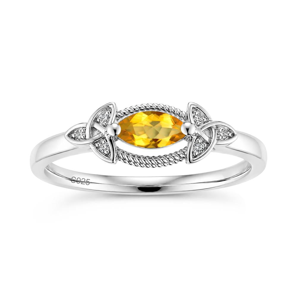 East West London Blue Topaz Milgrain Celtic Knot Ring - LUO Jewelry #gemstone_Citrine
