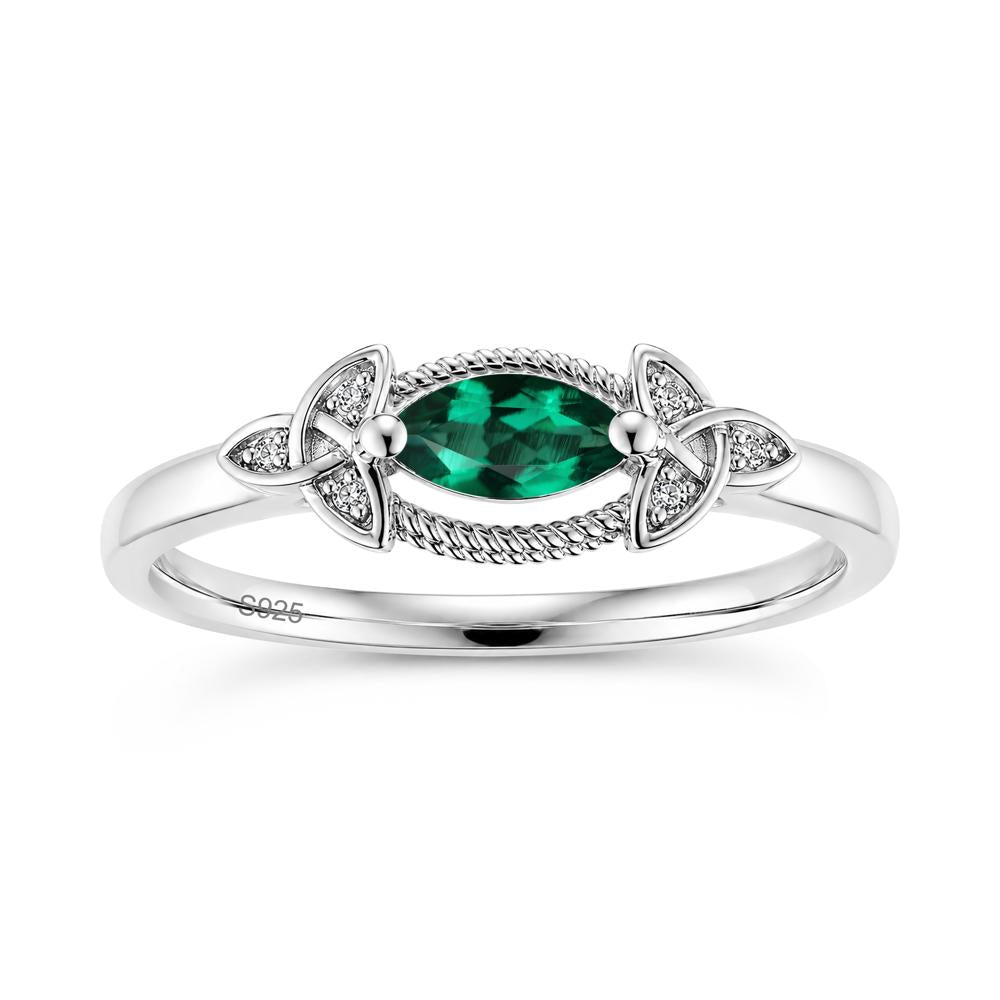 East West London Blue Topaz Milgrain Celtic Knot Ring - LUO Jewelry #gemstone_Emerald