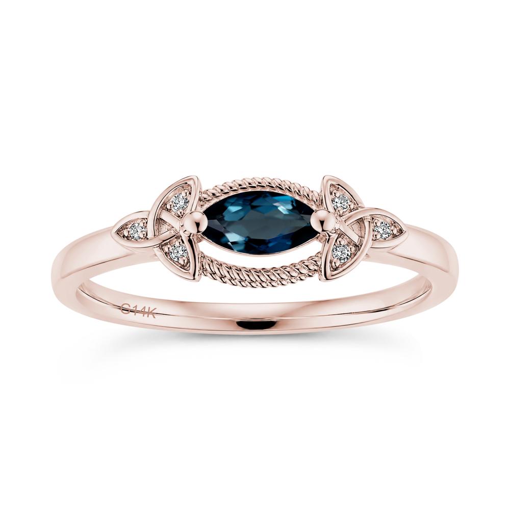 East West London Blue Topaz Milgrain Celtic Knot Ring - LUO Jewelry #gemstone_London Blue Topaz