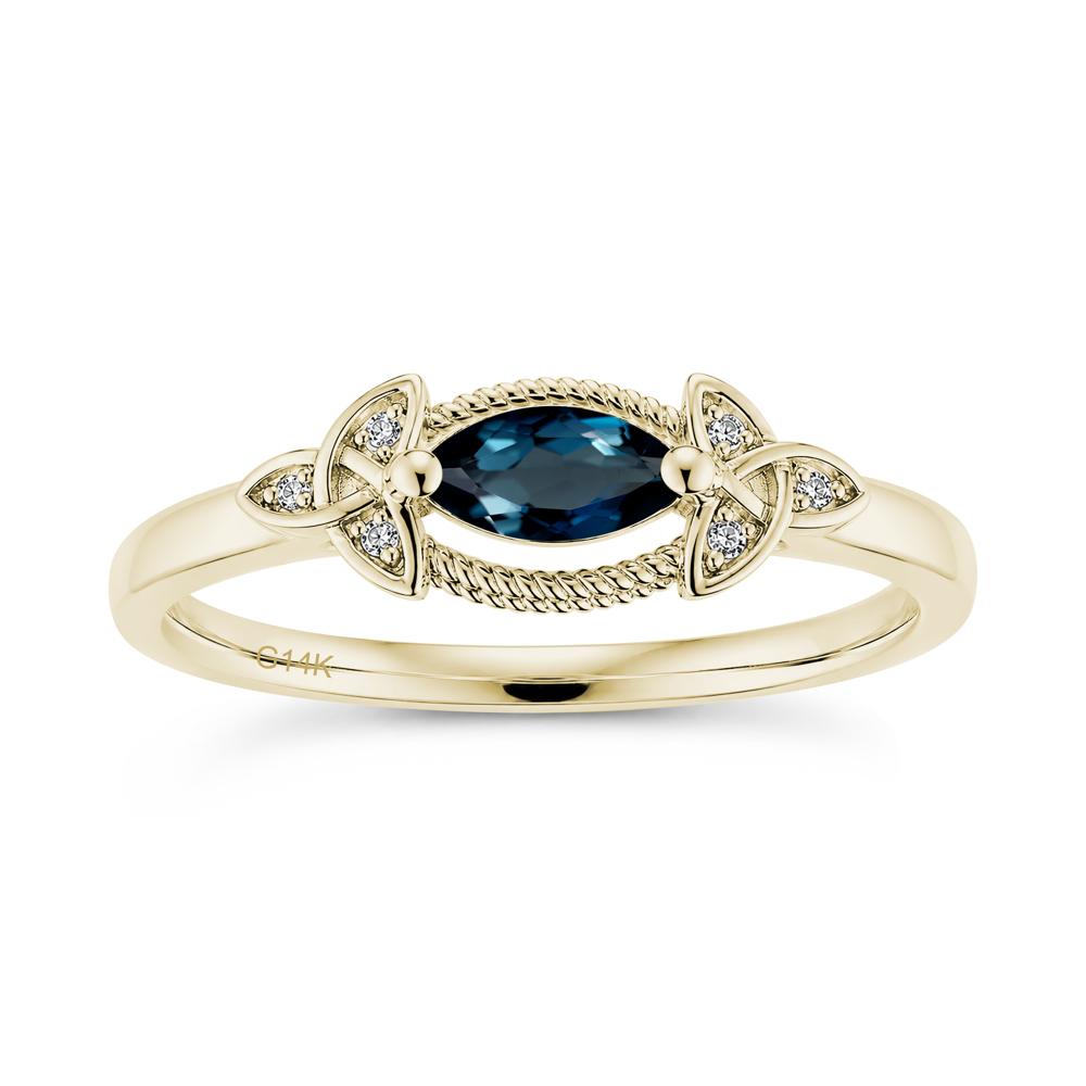 East West London Blue Topaz Milgrain Celtic Knot Ring - LUO Jewelry #gemstone_London Blue Topaz