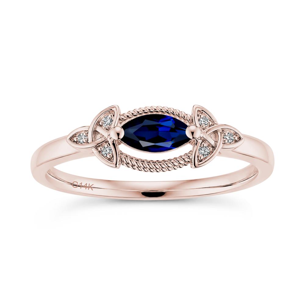 East West London Blue Topaz Milgrain Celtic Knot Ring - LUO Jewelry #gemstone_Sapphire