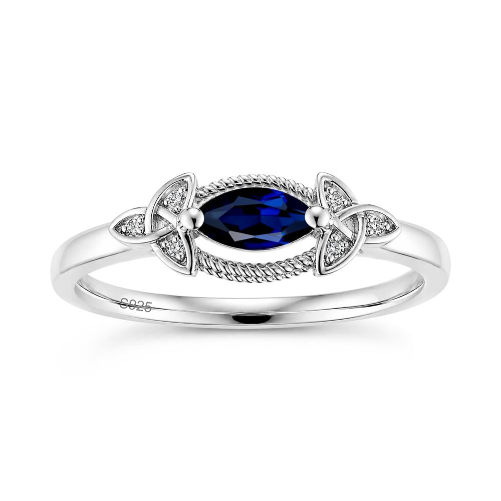 East West London Blue Topaz Milgrain Celtic Knot Ring - LUO Jewelry #gemstone_Sapphire
