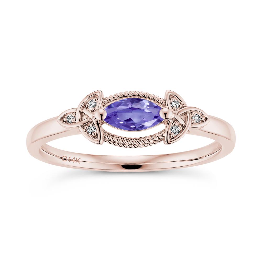 East West London Blue Topaz Milgrain Celtic Knot Ring - LUO Jewelry #gemstone_Tanzanite