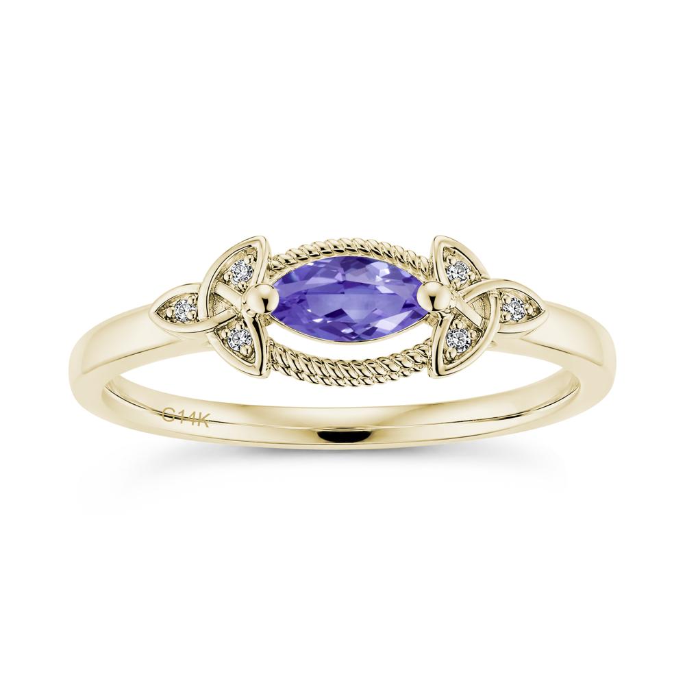 East West London Blue Topaz Milgrain Celtic Knot Ring - LUO Jewelry #gemstone_Tanzanite