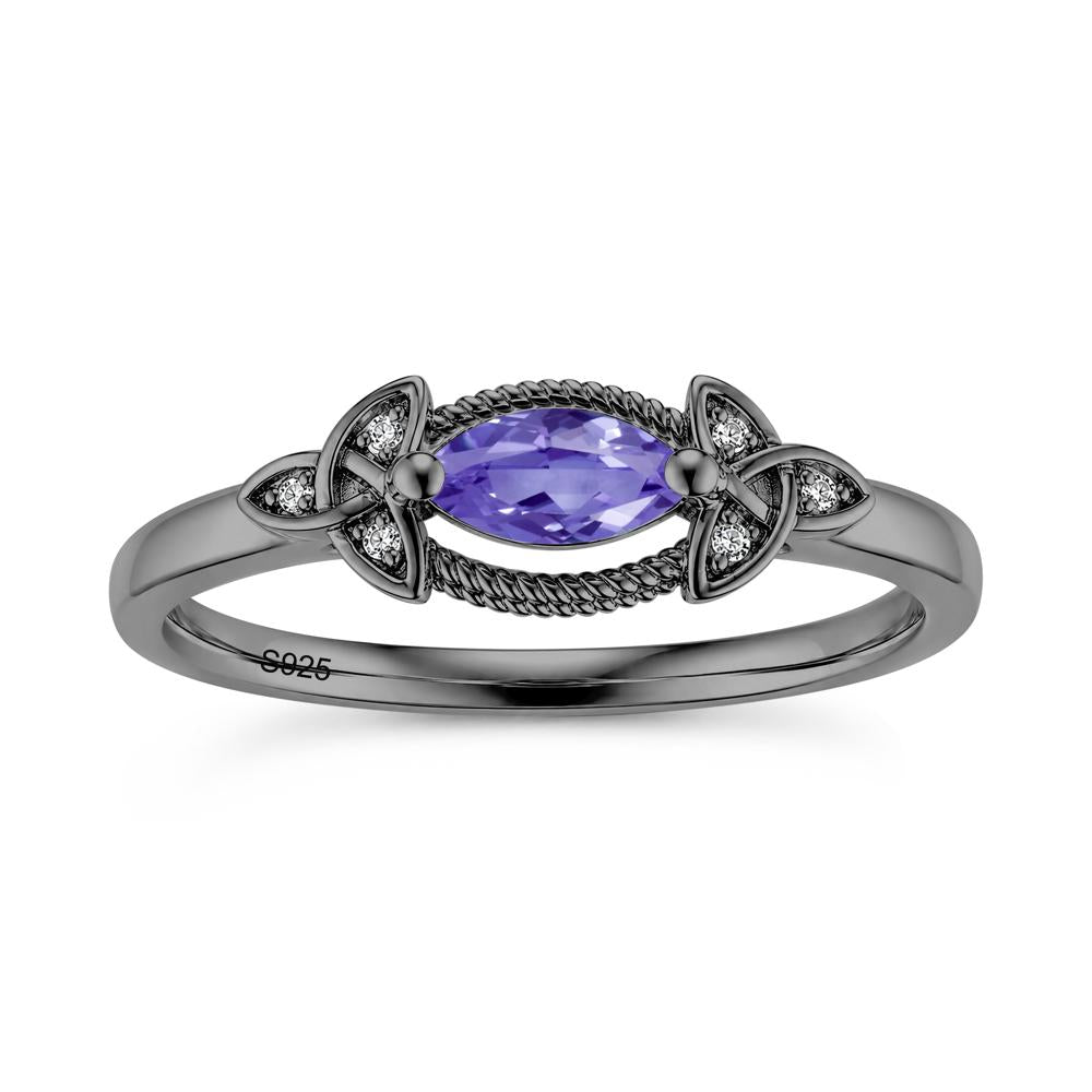 East West London Blue Topaz Milgrain Celtic Knot Ring - LUO Jewelry #gemstone_Tanzanite