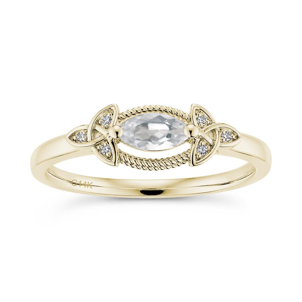 East West London Blue Topaz Milgrain Celtic Knot Ring - LUO Jewelry #gemstone_White Topaz