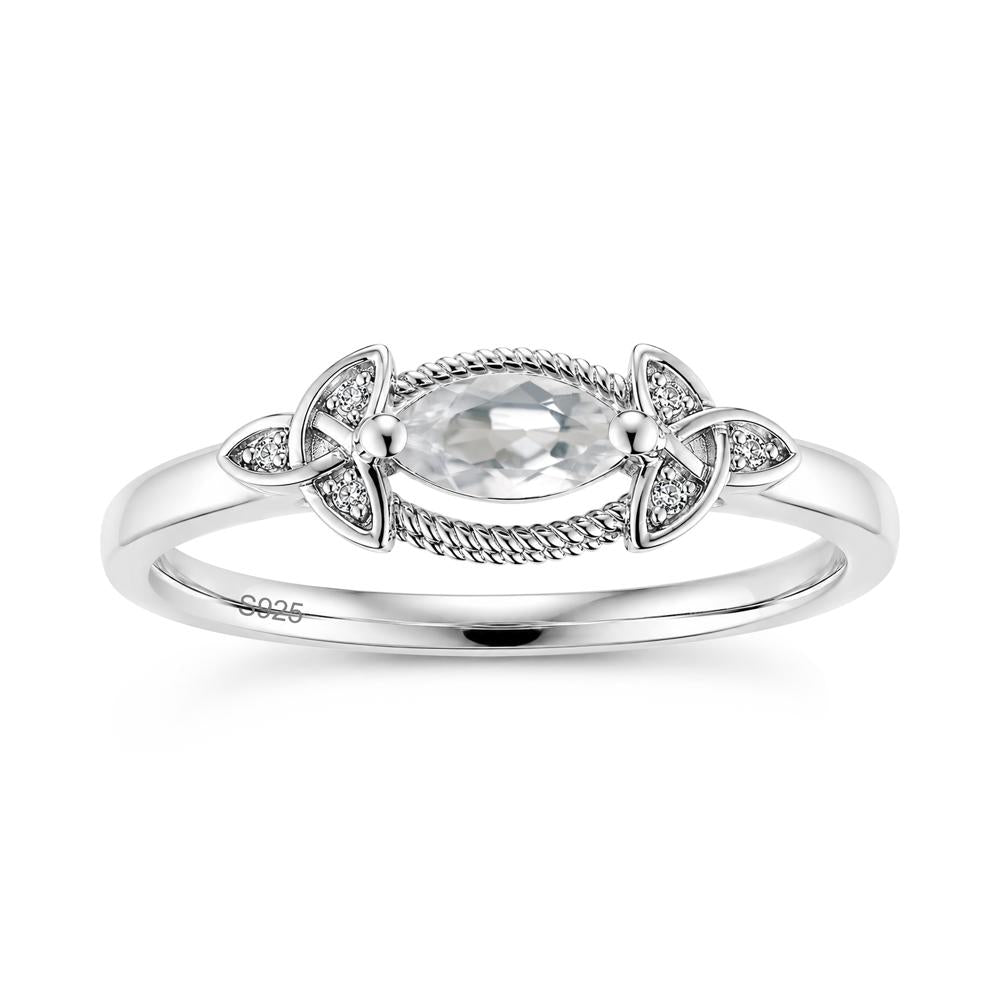 East West London Blue Topaz Milgrain Celtic Knot Ring - LUO Jewelry #gemstone_White Topaz