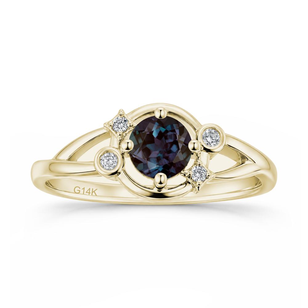 Round Cut Aquamarine Star Celestial Ring - LUO Jewelry #gemstone_Alexandrite
