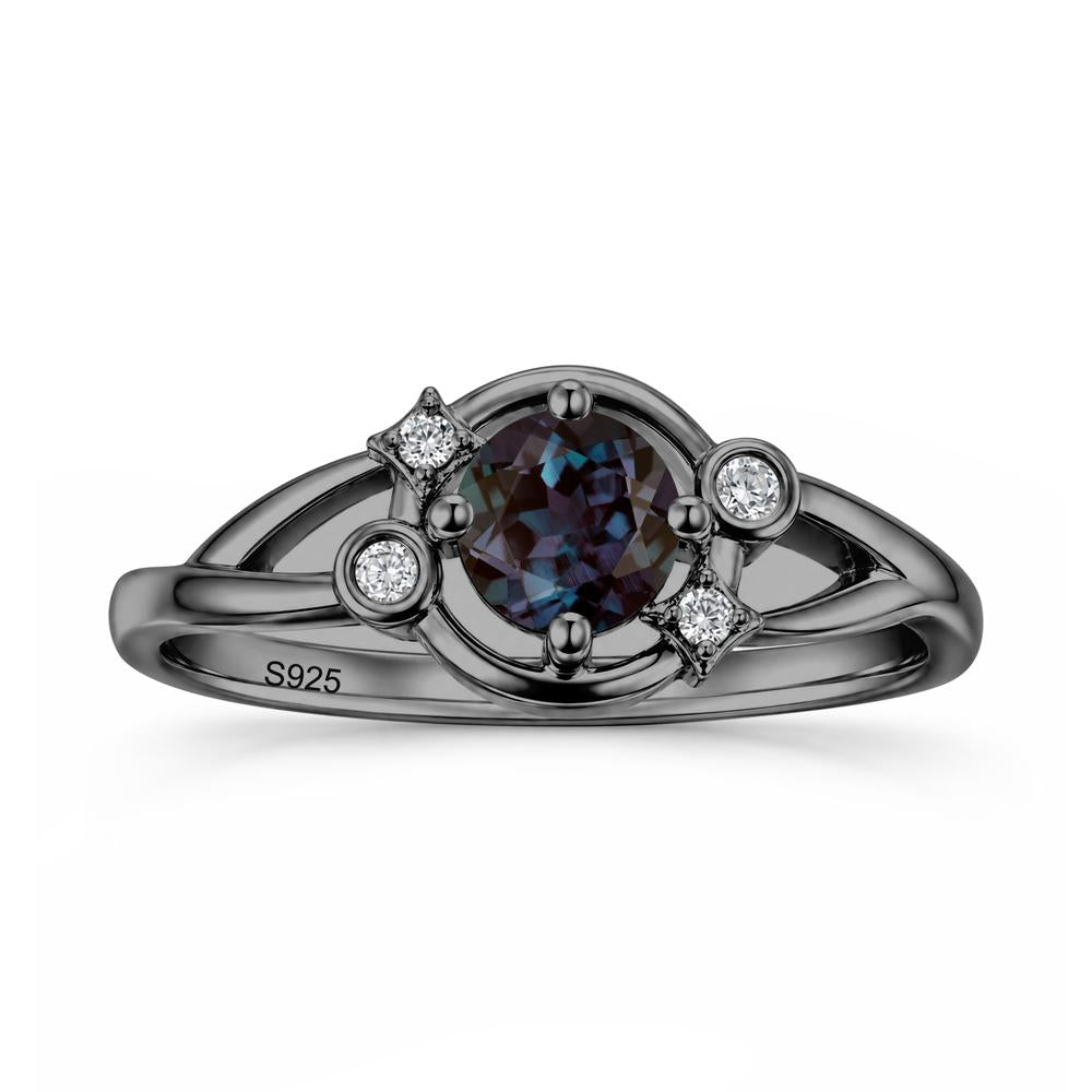 Round Cut Aquamarine Star Celestial Ring - LUO Jewelry #gemstone_Alexandrite