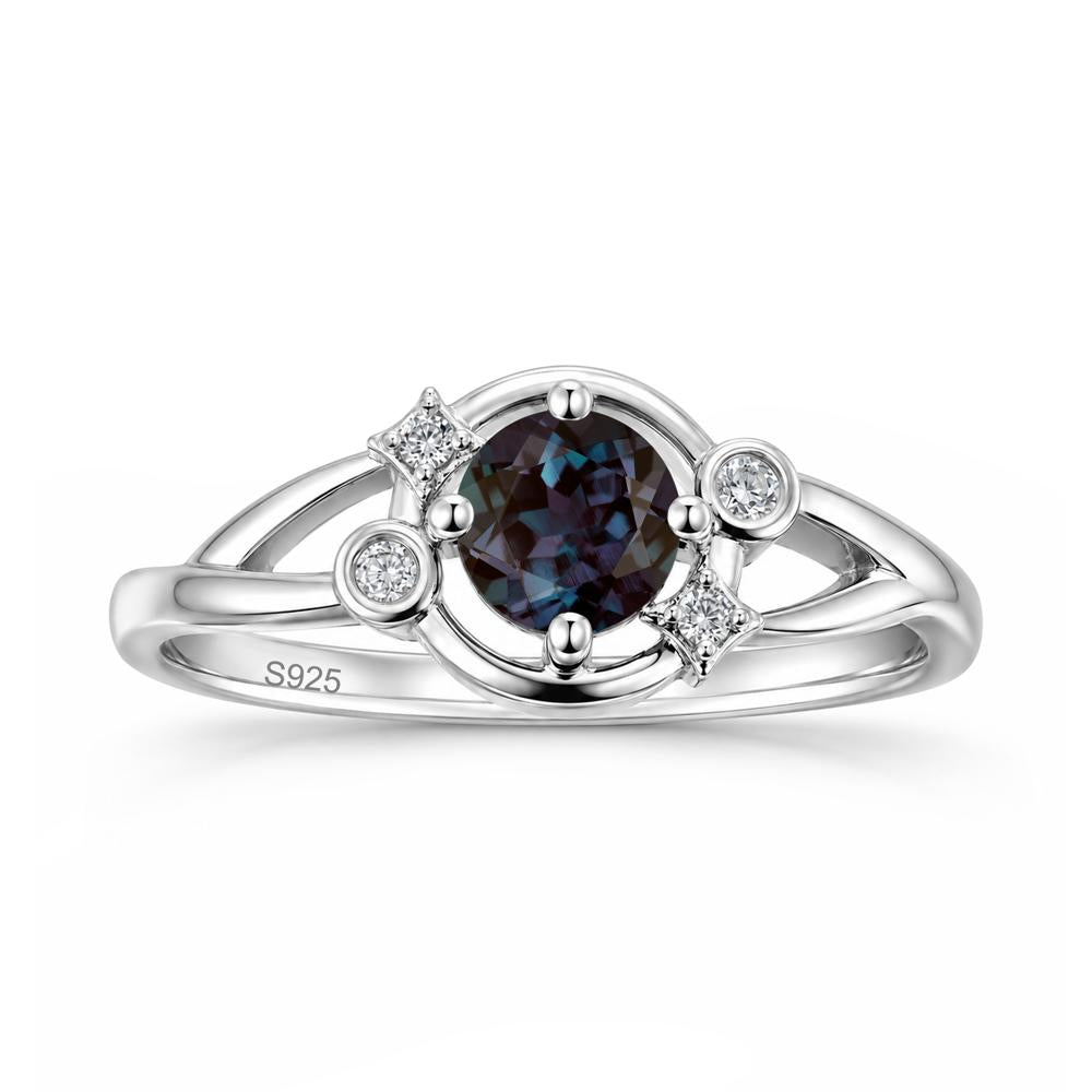Round Cut Aquamarine Star Celestial Ring - LUO Jewelry #gemstone_Alexandrite