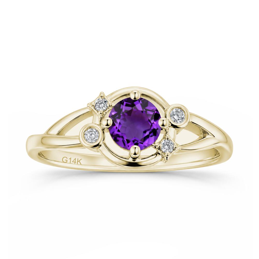Round Cut Aquamarine Star Celestial Ring - LUO Jewelry #gemstone_Amethyst