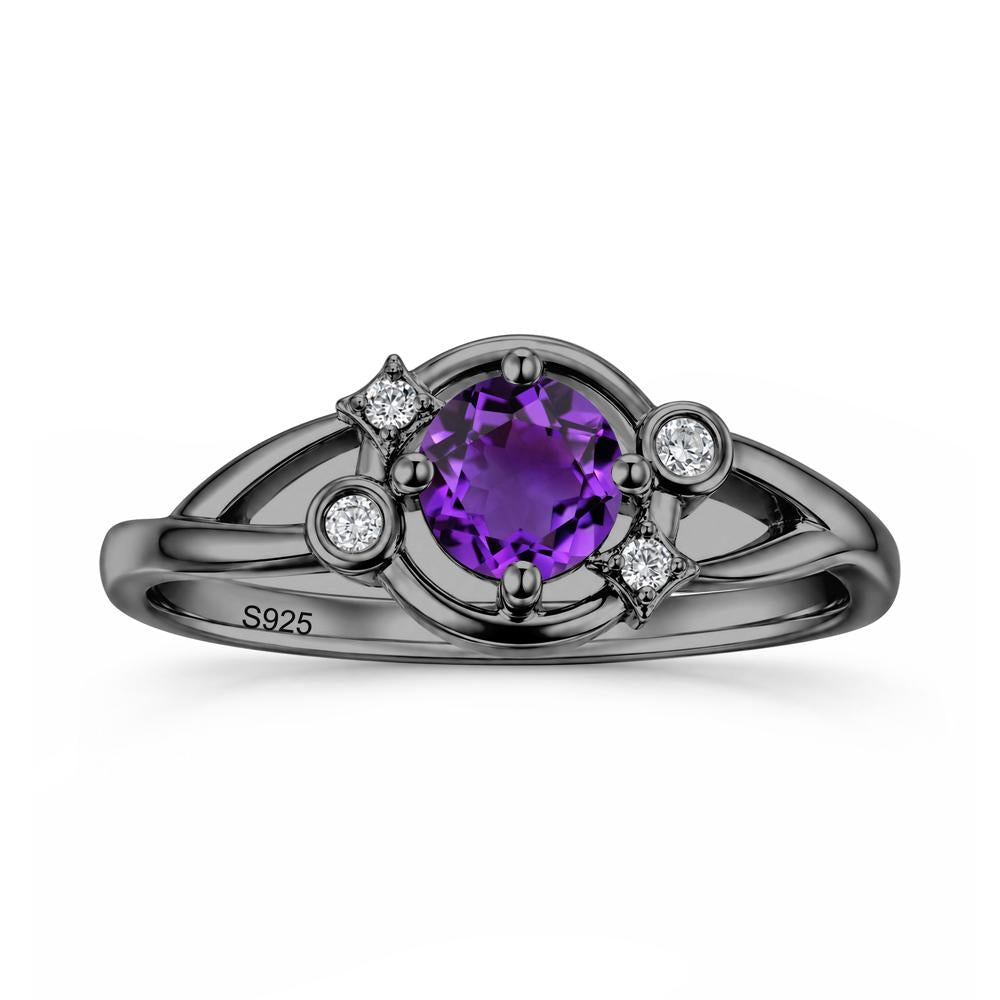 Round Cut Aquamarine Star Celestial Ring - LUO Jewelry #gemstone_Amethyst