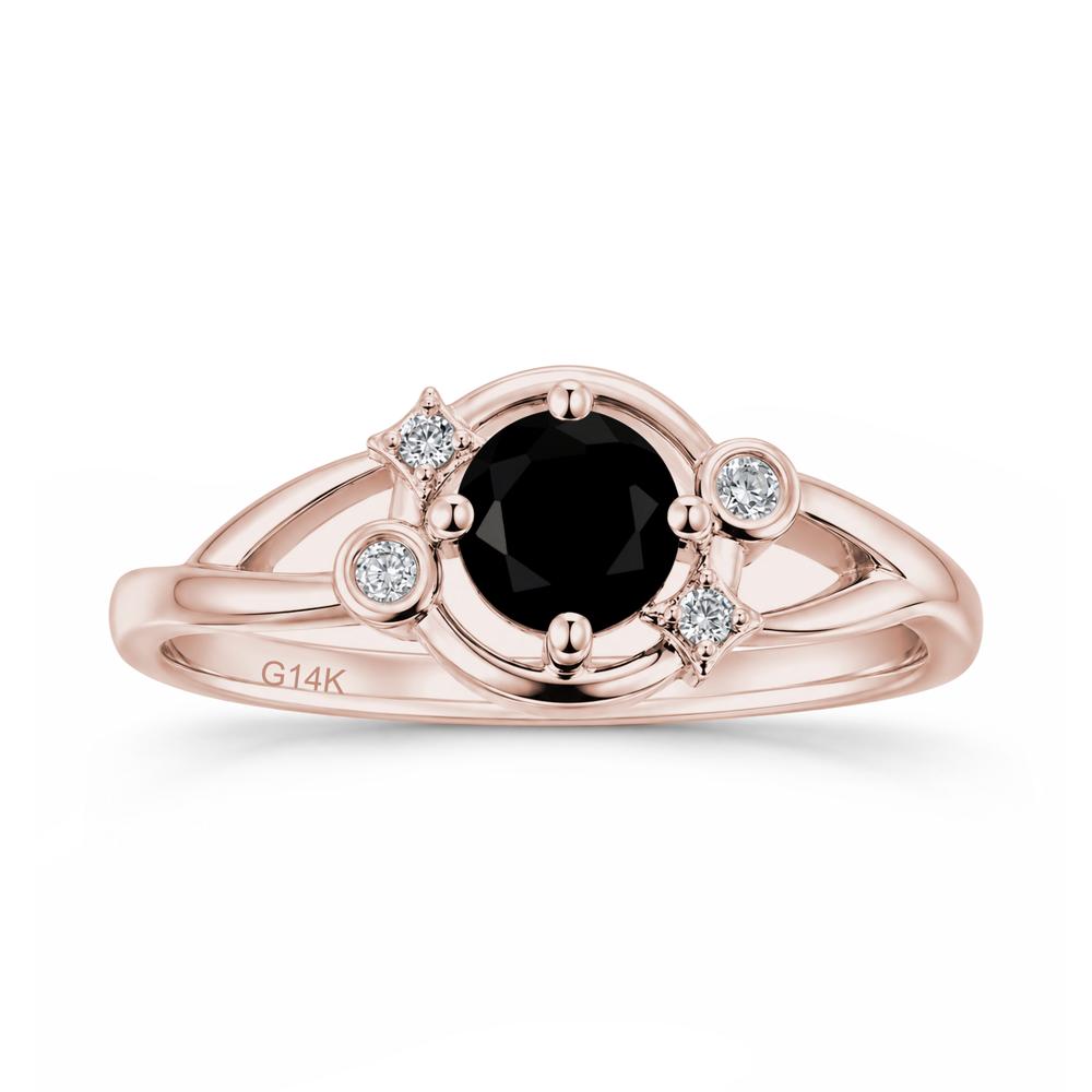 Round Cut Aquamarine Star Celestial Ring - LUO Jewelry #gemstone_Black Spinel