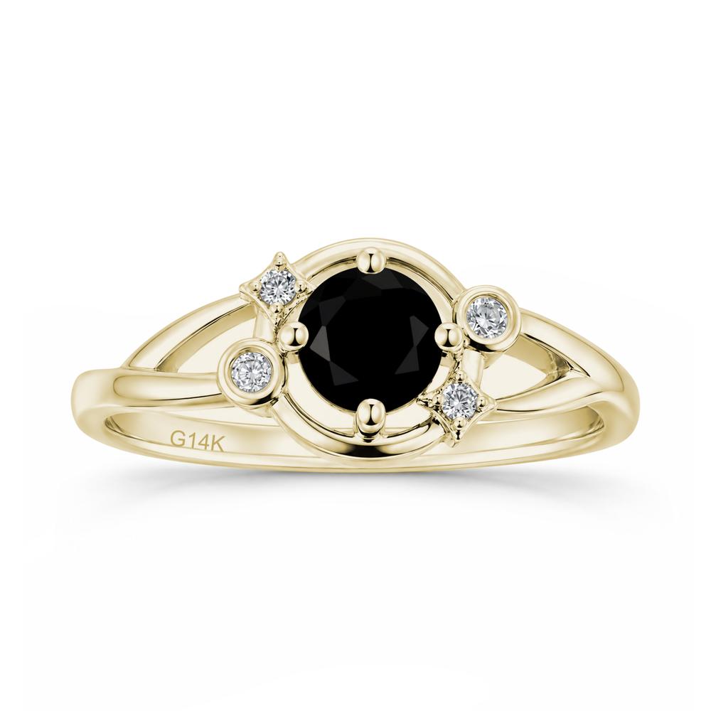 Round Cut Aquamarine Star Celestial Ring - LUO Jewelry #gemstone_Black Spinel