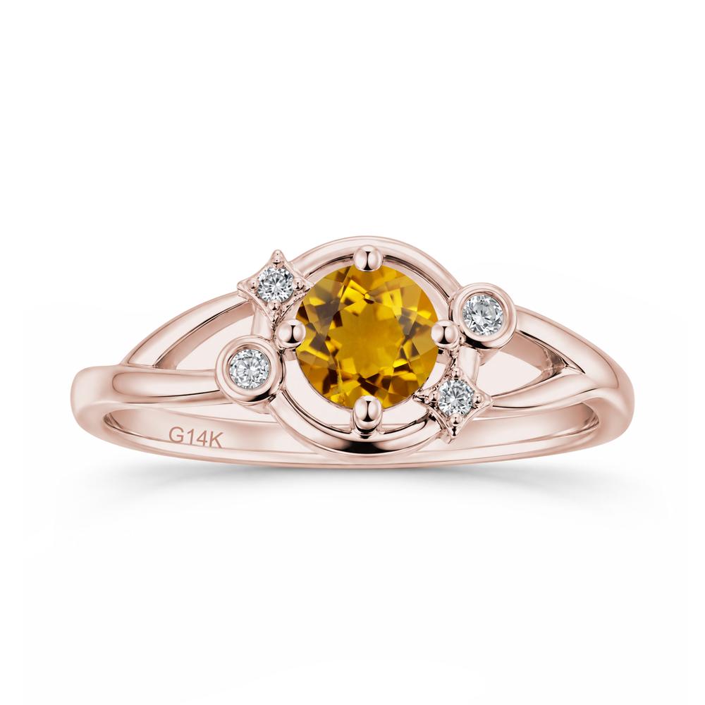 Round Cut Aquamarine Star Celestial Ring - LUO Jewelry #gemstone_Citrine