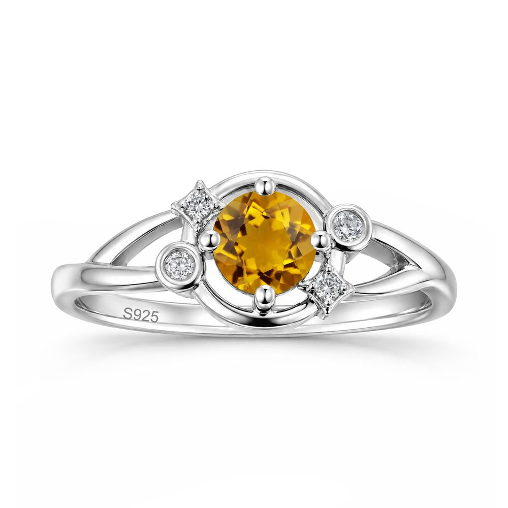 Round Cut Aquamarine Star Celestial Ring - LUO Jewelry #gemstone_Citrine