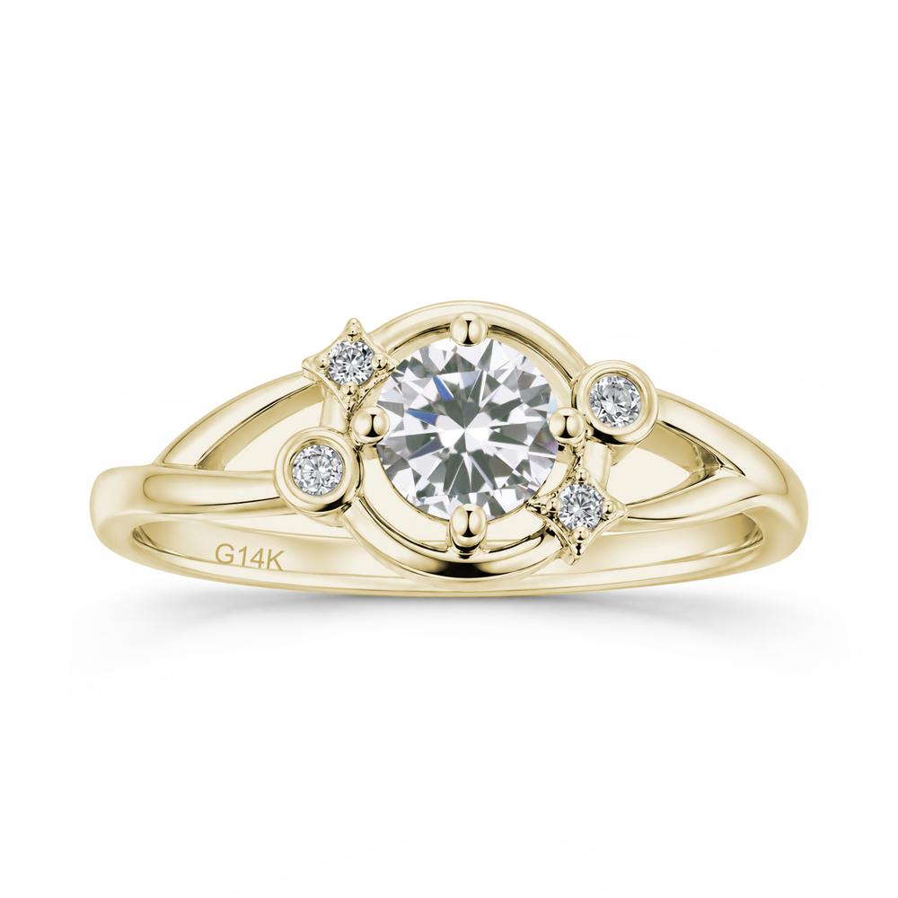 Round Cut Aquamarine Star Celestial Ring - LUO Jewelry #gemstone_Cubic Zirconia