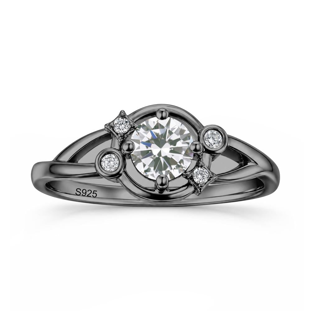Round Cut Aquamarine Star Celestial Ring - LUO Jewelry #gemstone_Cubic Zirconia