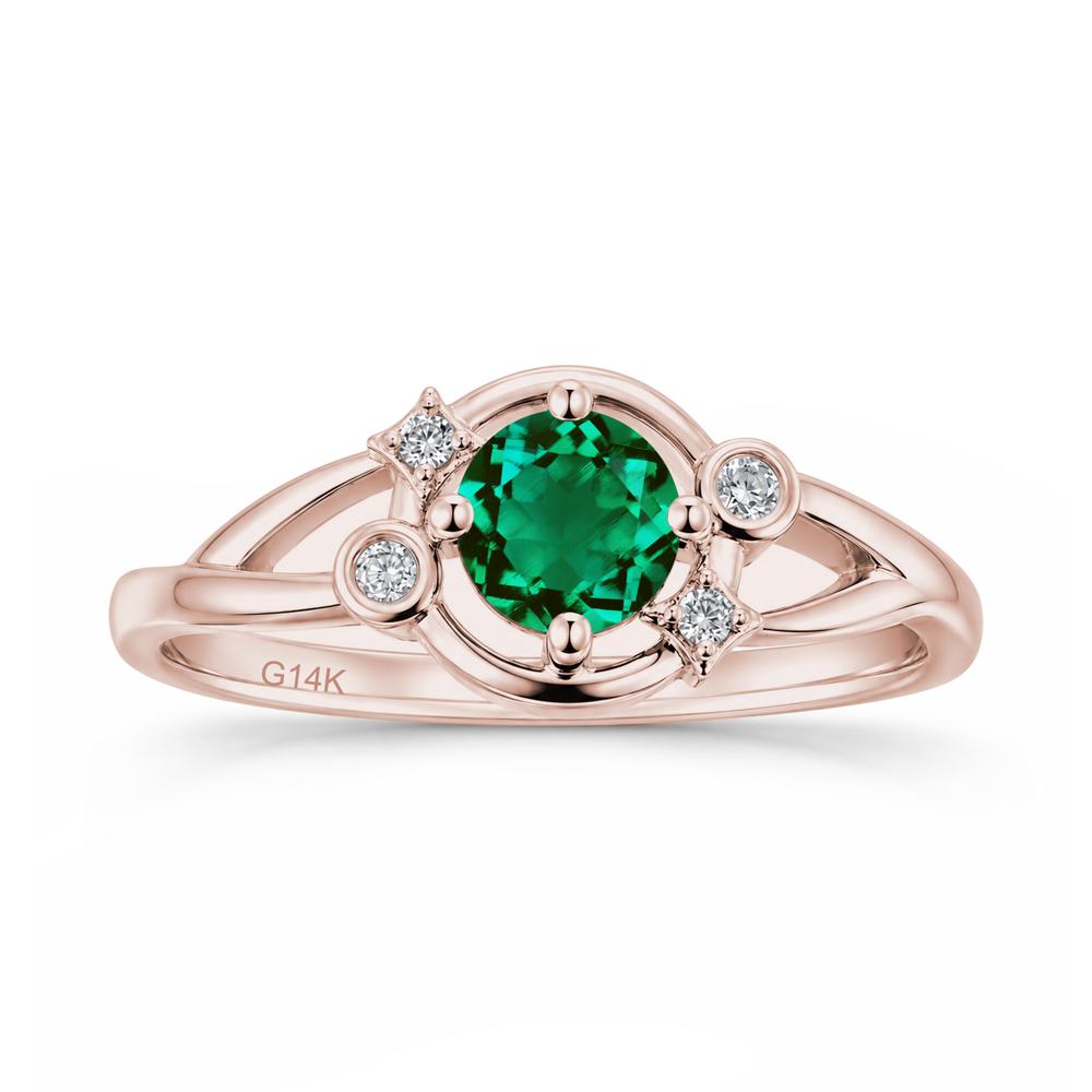 Round Cut Aquamarine Star Celestial Ring - LUO Jewelry #gemstone_Emerald