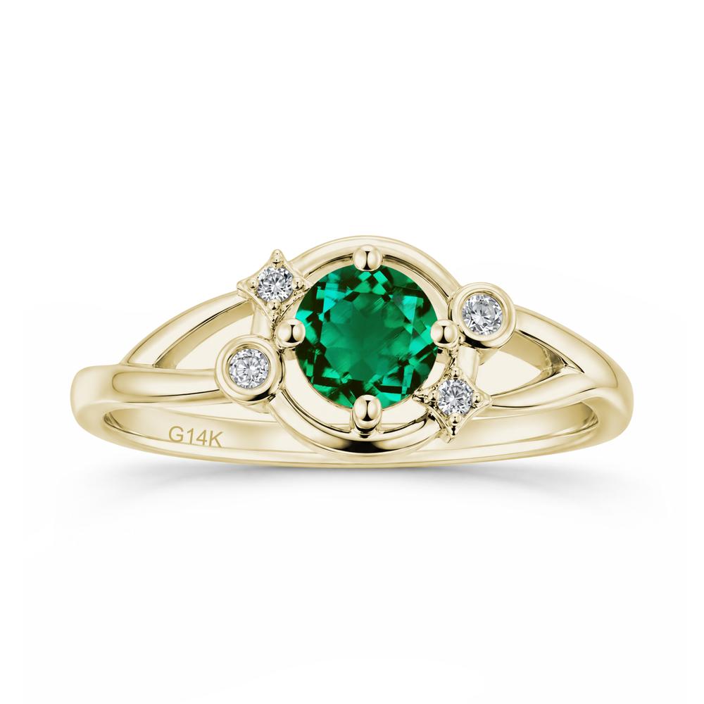 Round Cut Aquamarine Star Celestial Ring - LUO Jewelry #gemstone_Emerald
