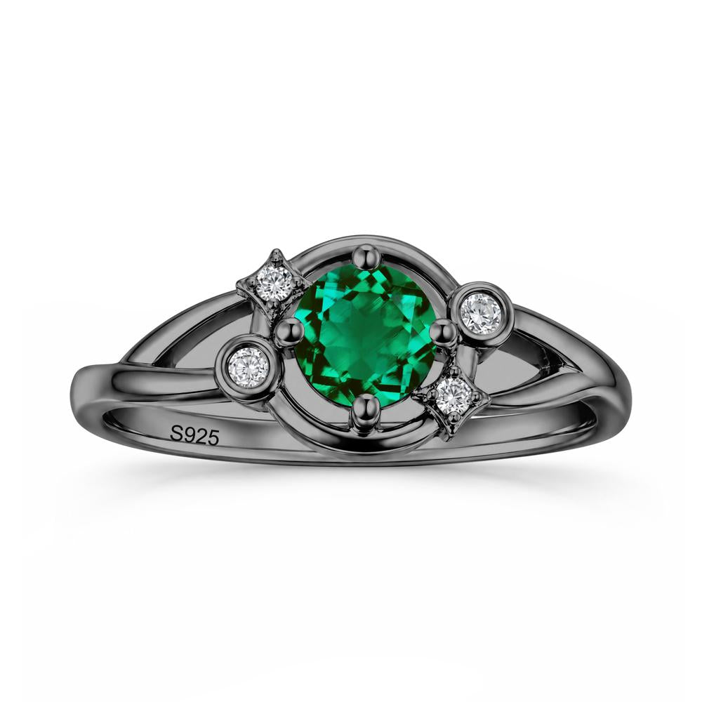 Round Cut Aquamarine Star Celestial Ring - LUO Jewelry #gemstone_Emerald