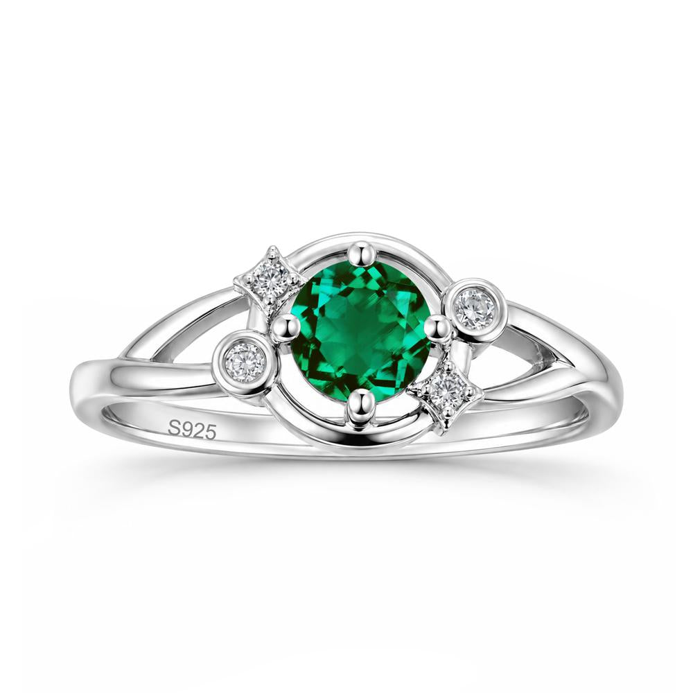 Round Cut Aquamarine Star Celestial Ring - LUO Jewelry #gemstone_Emerald