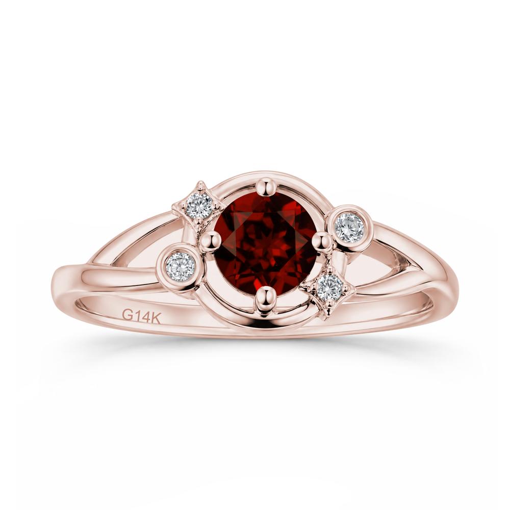 Round Cut Aquamarine Star Celestial Ring - LUO Jewelry #gemstone_Garnet