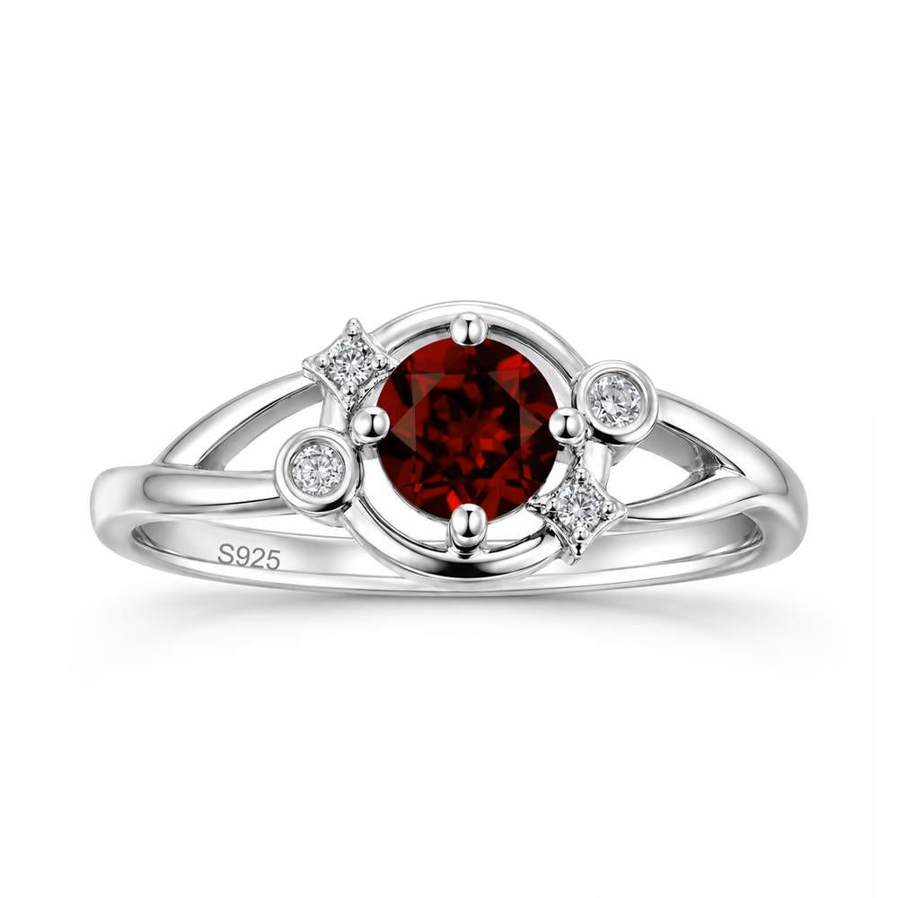 Round Cut Aquamarine Star Celestial Ring - LUO Jewelry #gemstone_Garnet