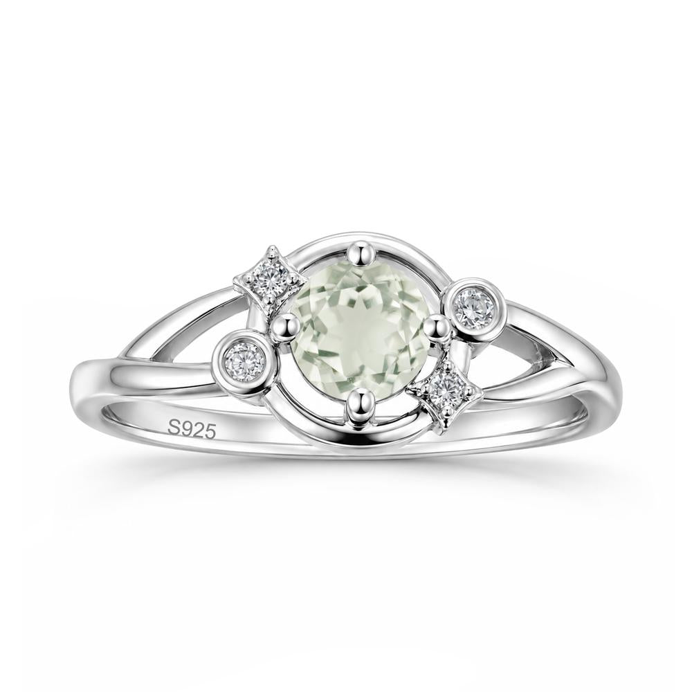 Round Cut Aquamarine Star Celestial Ring - LUO Jewelry #gemstone_Green Amethyst