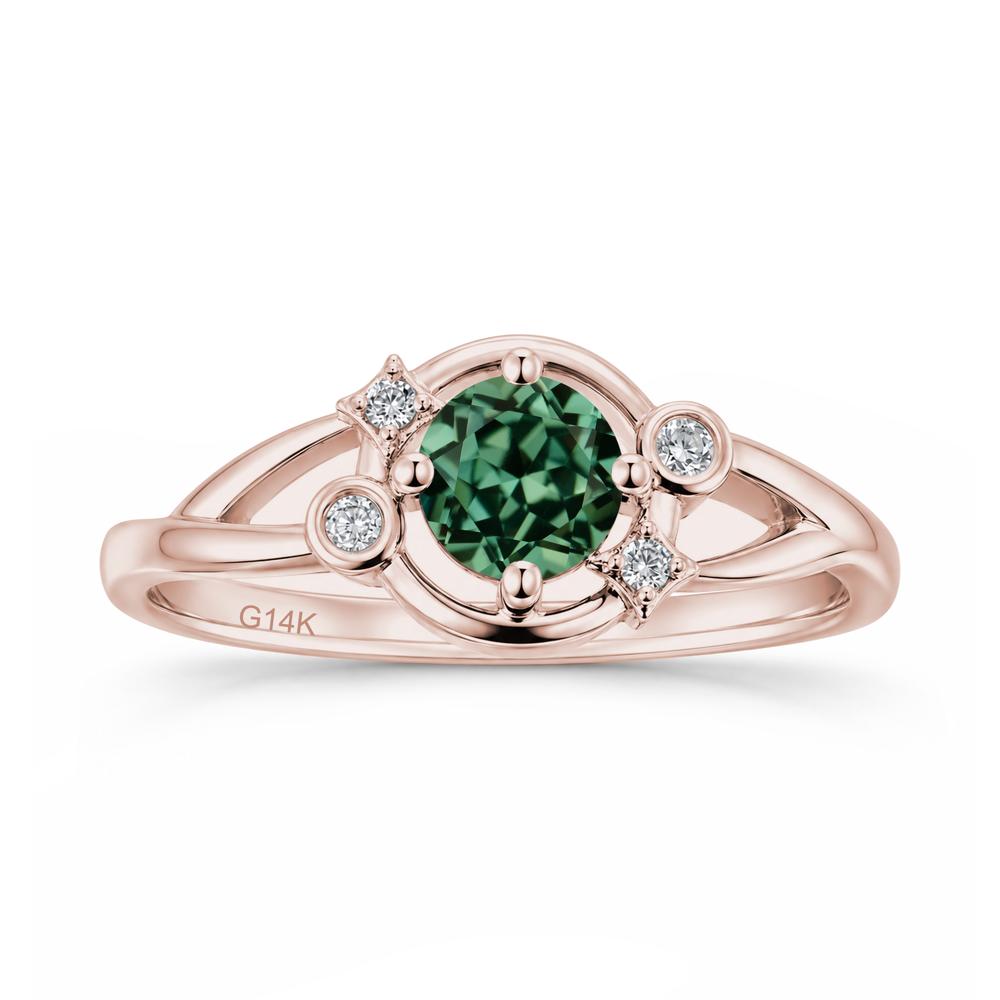 Round Cut Aquamarine Star Celestial Ring - LUO Jewelry #gemstone_Green Sapphire