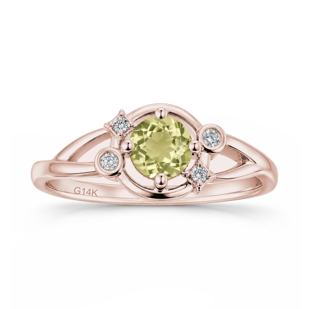 Round Cut Aquamarine Star Celestial Ring - LUO Jewelry #gemstone_Lemon Quartz