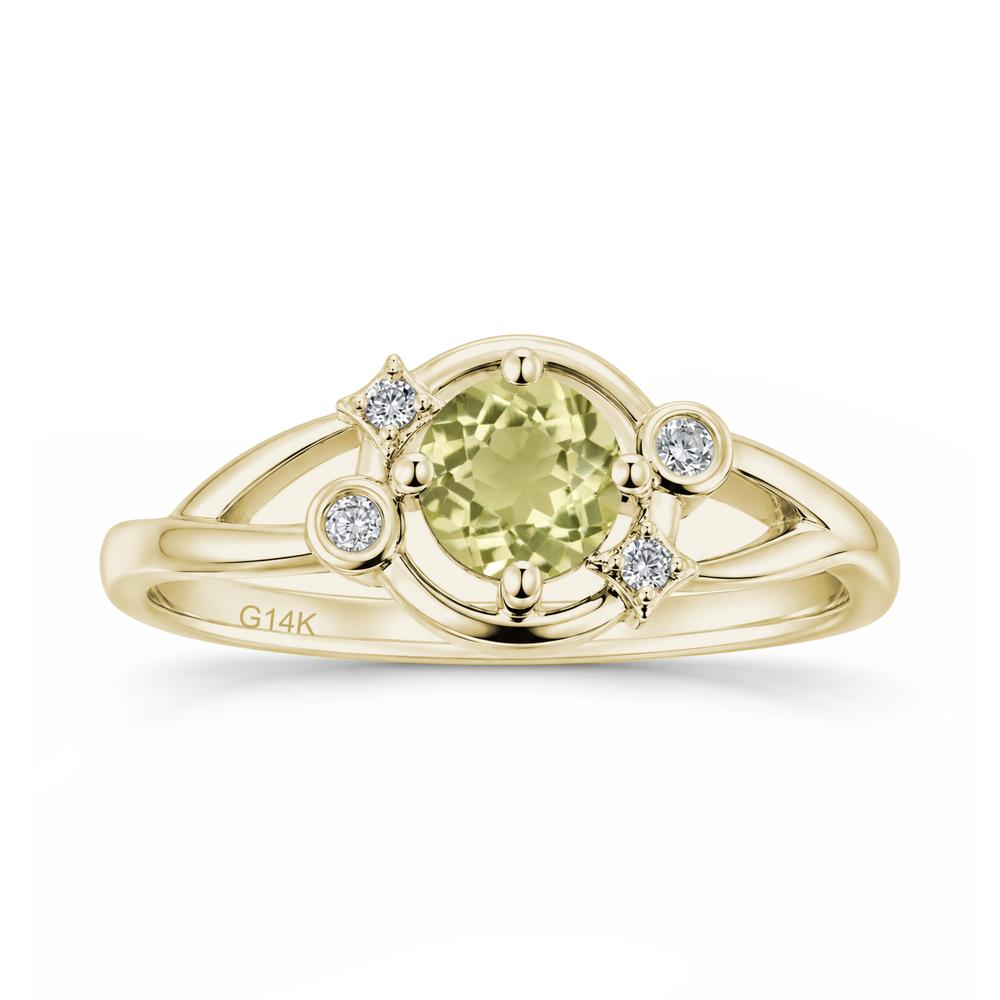 Round Cut Aquamarine Star Celestial Ring - LUO Jewelry #gemstone_Lemon Quartz