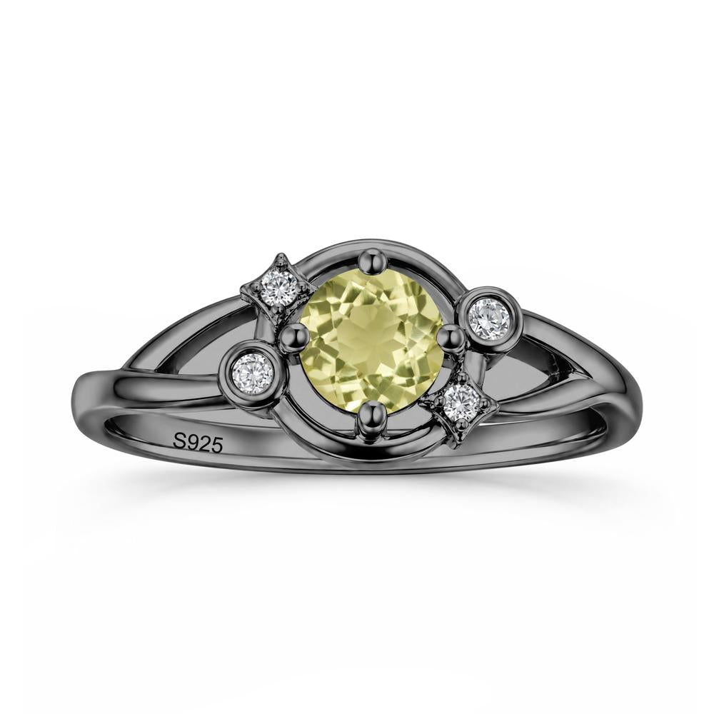 Round Cut Aquamarine Star Celestial Ring - LUO Jewelry #gemstone_Lemon Quartz