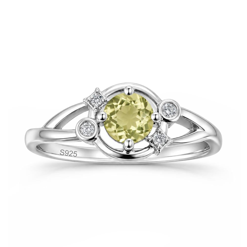 Round Cut Aquamarine Star Celestial Ring - LUO Jewelry #gemstone_Lemon Quartz