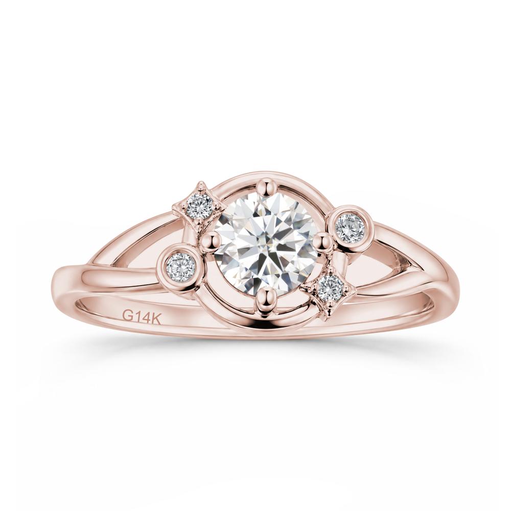Round Cut Aquamarine Star Celestial Ring - LUO Jewelry #gemstone_Moissanite