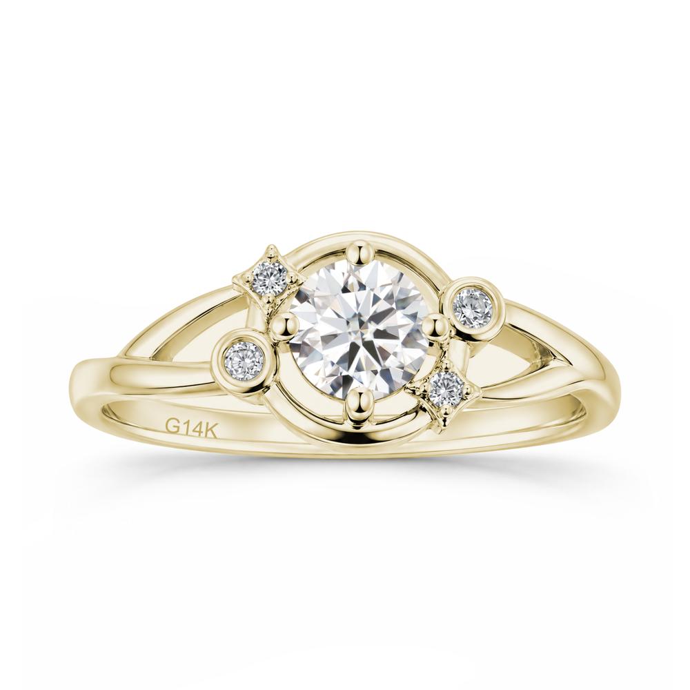 Round Cut Aquamarine Star Celestial Ring - LUO Jewelry #gemstone_Moissanite