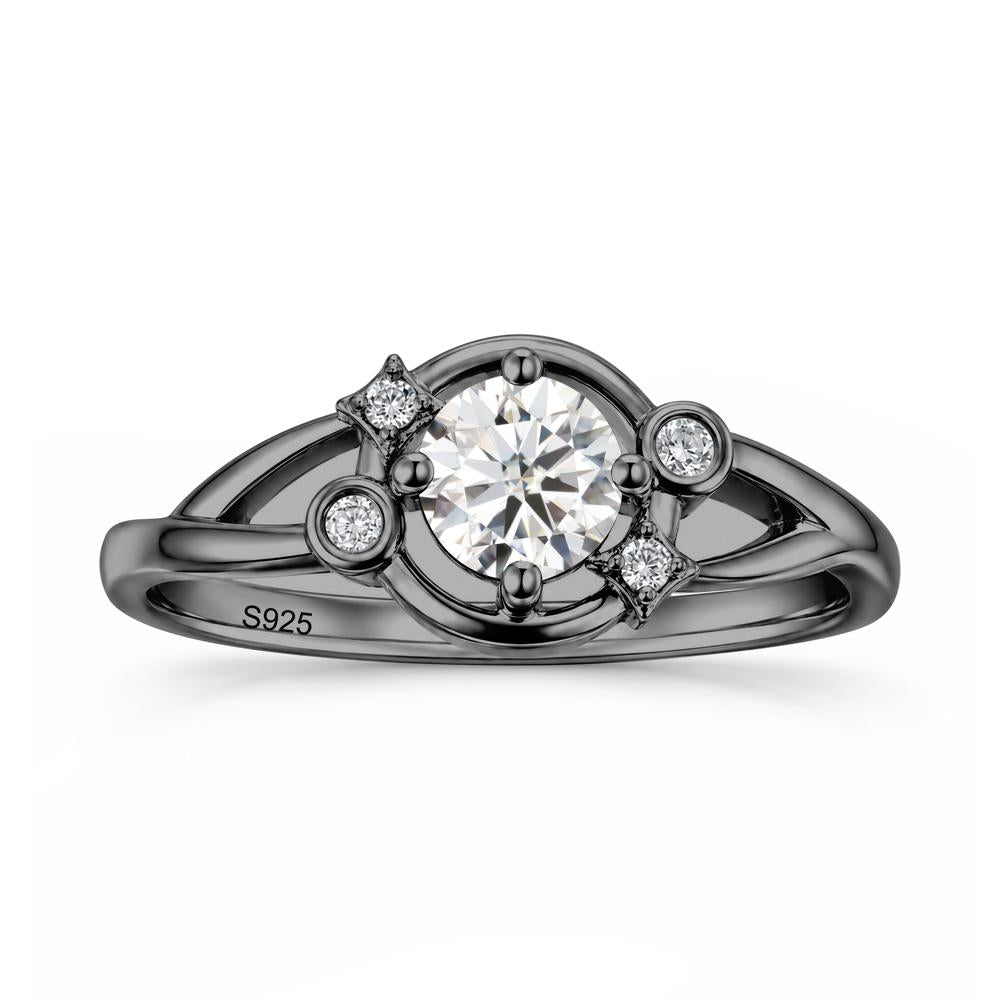 Round Cut Aquamarine Star Celestial Ring - LUO Jewelry #gemstone_Moissanite