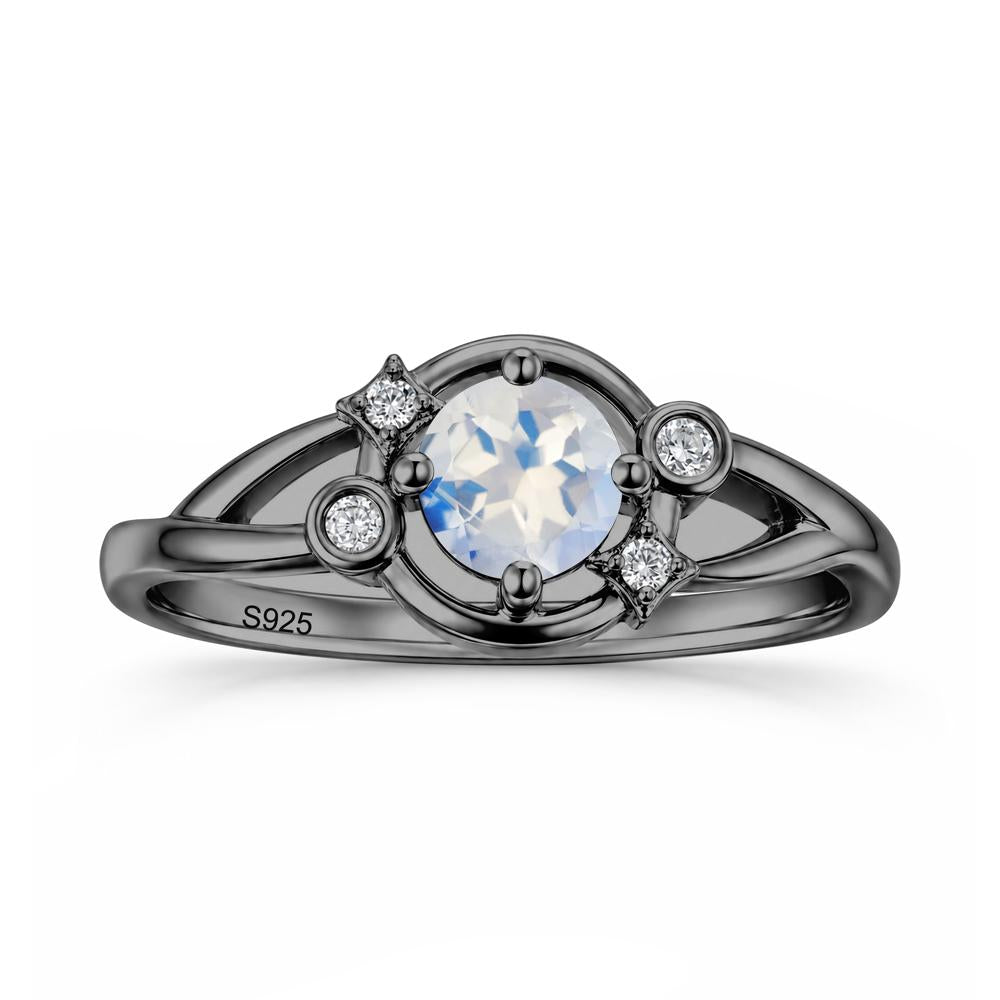 Round Cut Aquamarine Star Celestial Ring - LUO Jewelry #gemstone_Moonstone