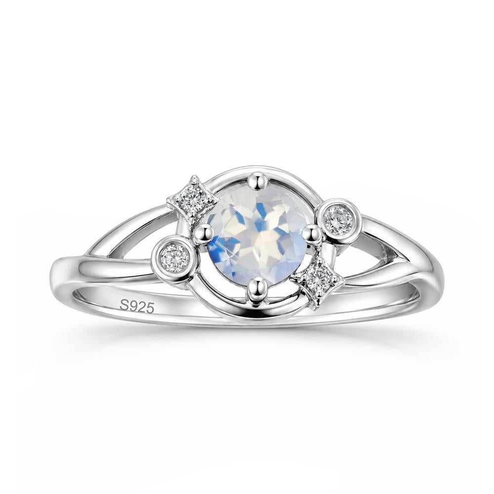 Round Cut Aquamarine Star Celestial Ring - LUO Jewelry #gemstone_Moonstone