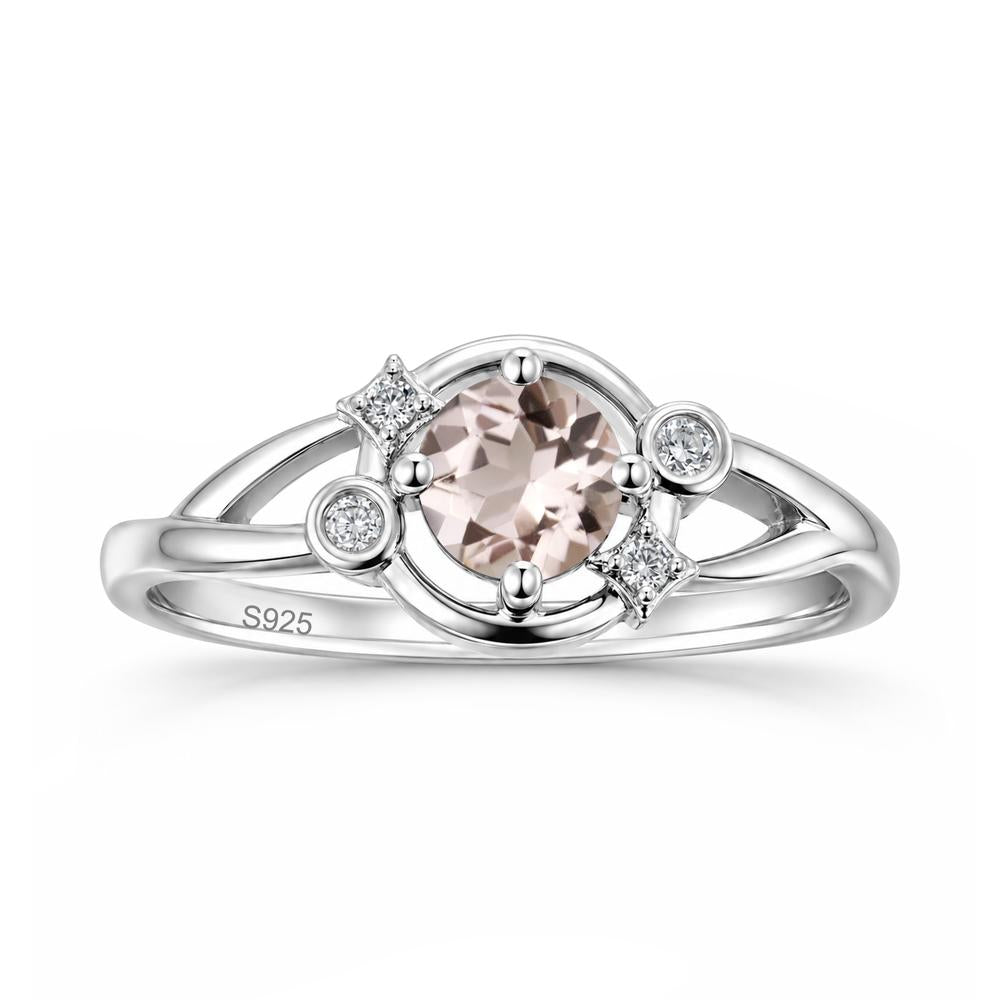 Round Cut Aquamarine Star Celestial Ring - LUO Jewelry #gemstone_Morganite