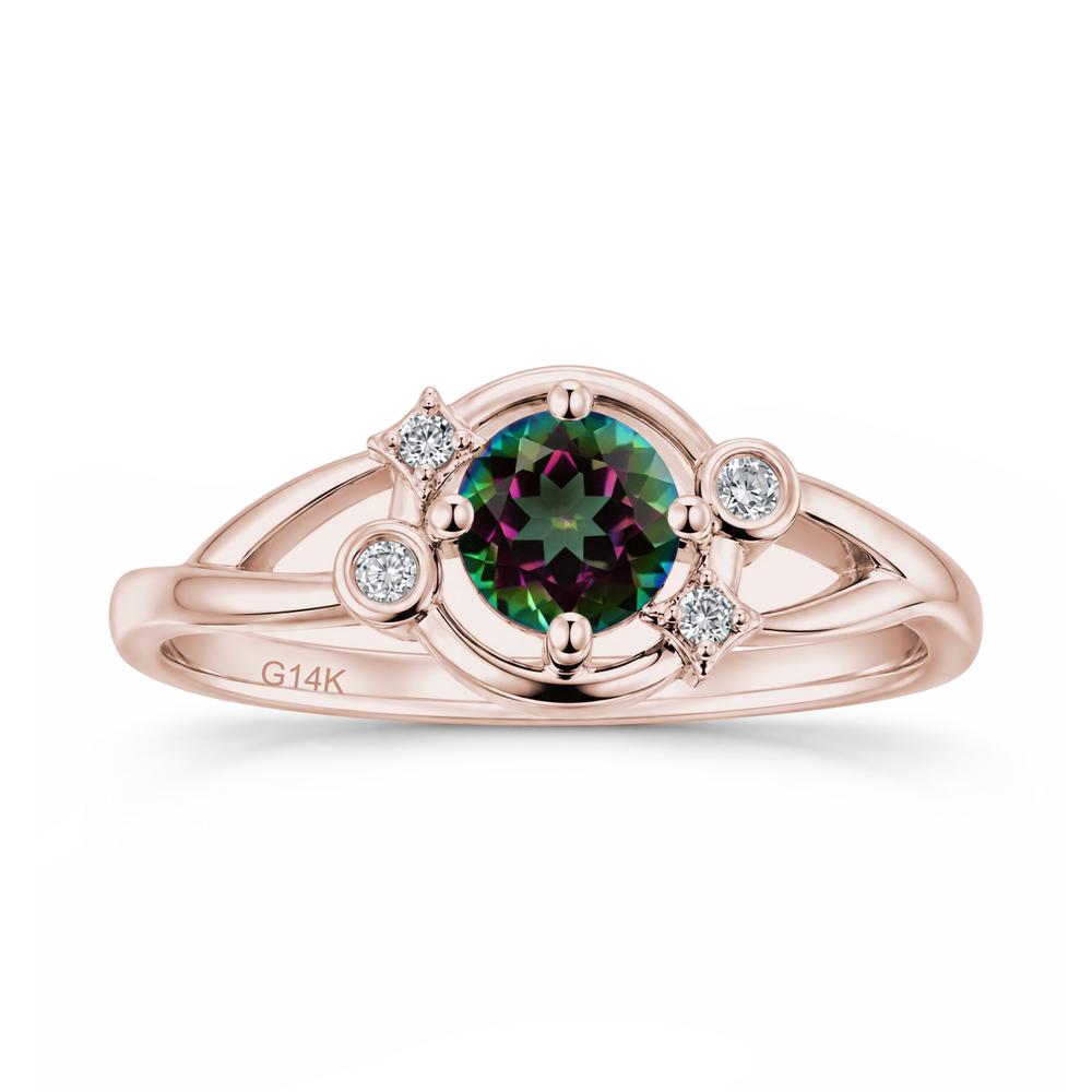 Round Cut Aquamarine Star Celestial Ring - LUO Jewelry #gemstone_Mystic Topaz