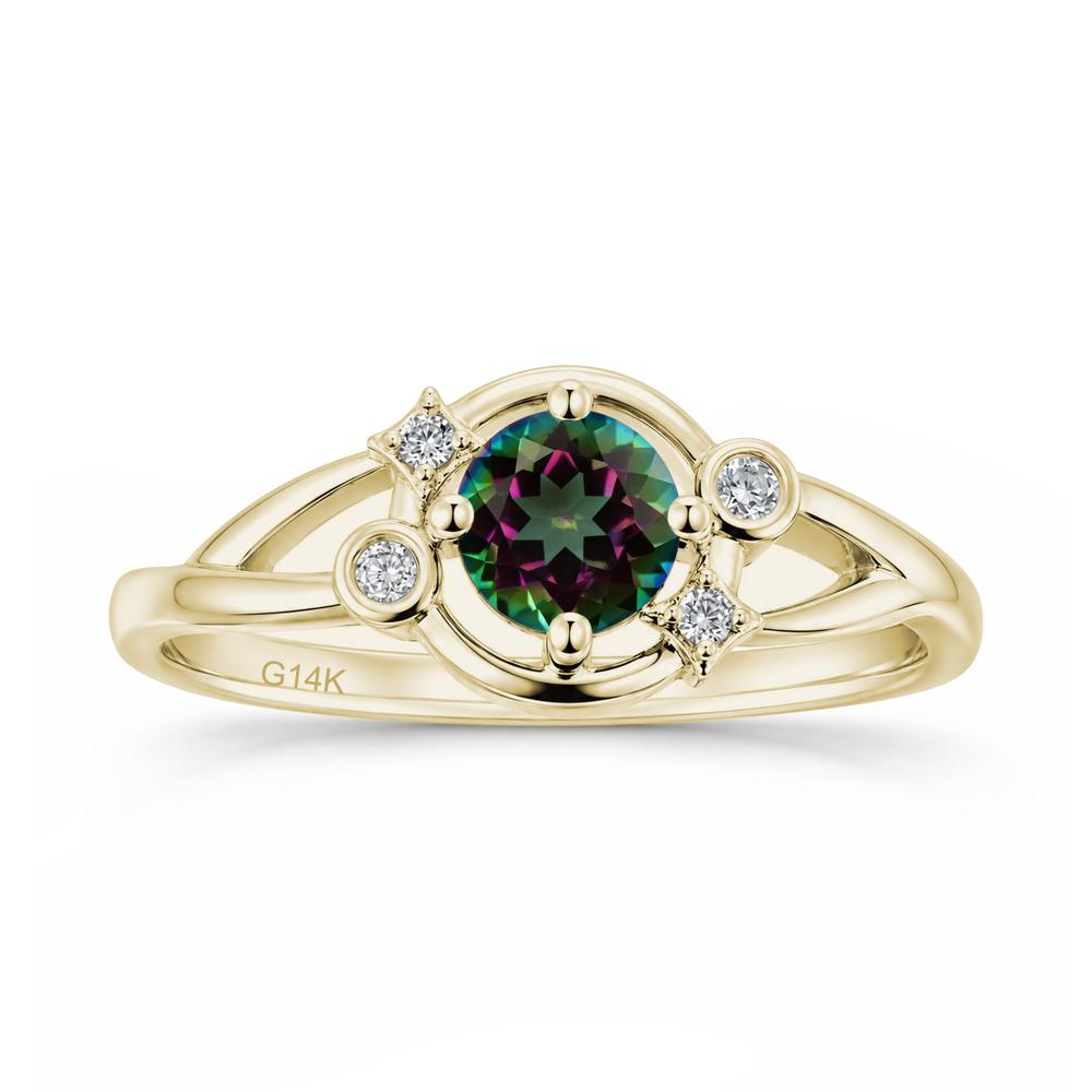 Round Cut Aquamarine Star Celestial Ring - LUO Jewelry #gemstone_Mystic Topaz