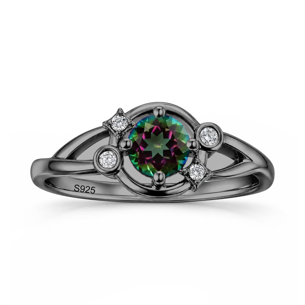 Round Cut Aquamarine Star Celestial Ring - LUO Jewelry #gemstone_Mystic Topaz