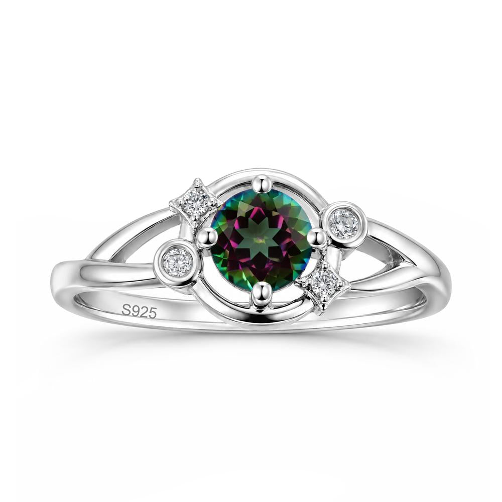 Round Cut Aquamarine Star Celestial Ring - LUO Jewelry #gemstone_Mystic Topaz