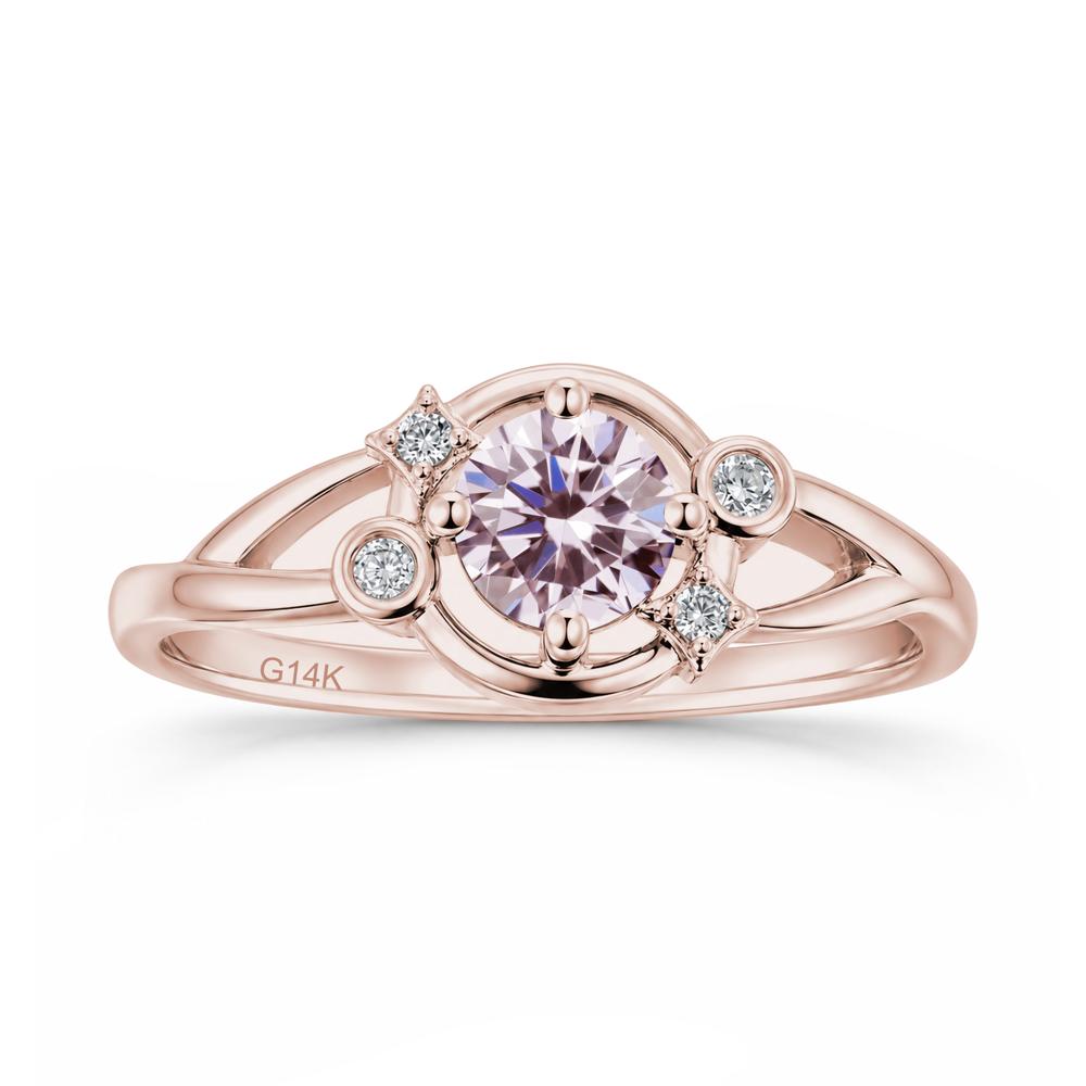 Round Cut Aquamarine Star Celestial Ring - LUO Jewelry #gemstone_Pink Cubic Zirconia