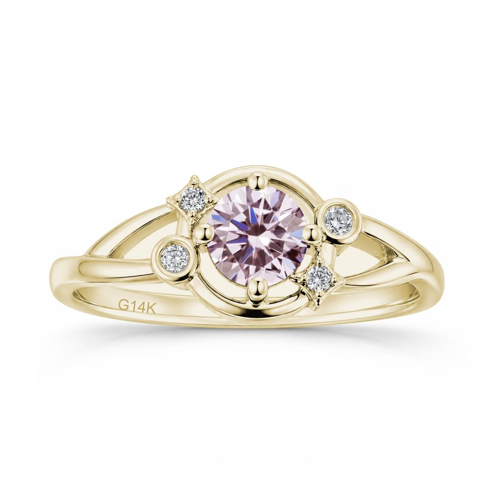 Round Cut Aquamarine Star Celestial Ring - LUO Jewelry #gemstone_Pink Cubic Zirconia