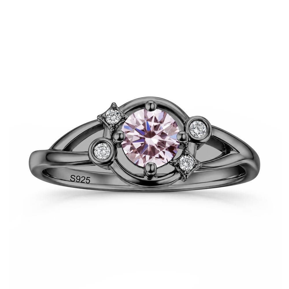Round Cut Aquamarine Star Celestial Ring - LUO Jewelry #gemstone_Pink Cubic Zirconia